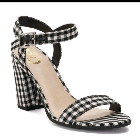 CIRCUS BY SAM EDELMAN ESTHER BLACK AND WHITE GINGHAM HEELS SIZE 10 NWOT - Picture 1 of 6